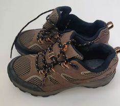 Merrell Moab Hiking Shoes Low Rise Boots Brown Orange Youth Size 3M | eBay Shoes Low Top, Shoes Orange, Merrell Moab, Online Seller, Orange Accents, Boots Brown, Brown Orange, Hiking Shoes, Kid Stuff