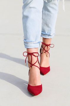 Shoes for Women - Shop Boots, Flats, Sandals - Top Styles - Lulus Fall Heels, Heels Aesthetic, Chic Heels, Prom Heels, 90's Fashion, Red Heels, Suede Lace, Fashion High Heels, Lace Up Heels