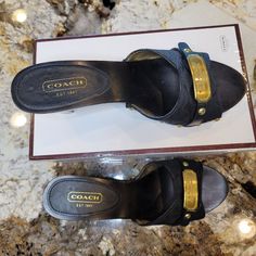 Coach Abella Signature C's Black And Gold Studded Heels. Size 9.5 Width M Black And Gold Studded New In Box, With Care Card. Usa Shipping Only Studded Heels, Care Card, Coach Shoes, Gold Studs, Black And Gold, Shoes Women Heels, Shoes Heels, Women Shoes, Heels