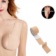 Lift, flatten, reduce movement, boost, or create cleavage with Boob Tape! Please follow these instructions in description for best results! A simple solution fore a quick and effective enhancement. Waterproof, sweat proof, anti-shedding, fitness. Hypoallergenic, skin safe and easy to use and apply. Remember to PEEL OFF the backing tape along the strip once you have applied the tape!It is required that you wash your breast area thoroughly before use. Do not use powders, oils, moisturizers or frag Bra Diy, Bra Tape, Strapless Backless Bra, Diy Bra, Bra Extender, Women Lifting, Bra Hacks, Invisible Bra, Breast Tape Lift