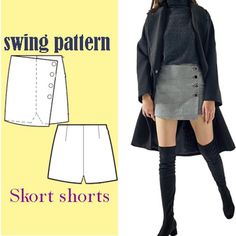 the sewing pattern for this skirt is easy to sew, and has two buttons on each side