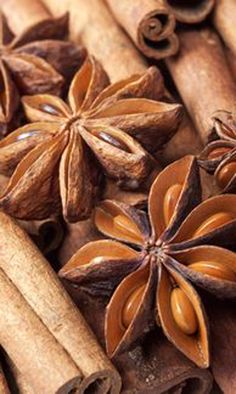 cinnamon sticks and star anise on a wooden table