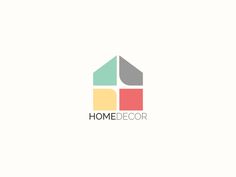 the home decor logo is shown on a white background, with an orange and green house in