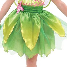 Tinkerbell Costume for Girls | Party City Tinker Bell Shoes, Tinkerbell Outfit, Bell Shoes, Tinkerbell Dress, Bell Costume, Tinkerbell Costume, Iridescent Wings, Peter Pan Party, Tinker Bell Costume