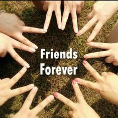 many hands are arranged in the shape of a circle with the words friends forever written on it