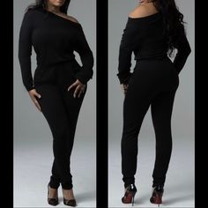 This One-Piece Jumpsuit Features An Off The Shoulder Neckline With Long Fitted Sleeves & Pockets. It Hugs Your Body To Make You And Your Curves Pop. Dress It Up Or Dress It Down, This Jumpsuit Is Ready When You Are! Fitted Long Sleeve Jumpsuits And Rompers Matching Set, Casual Long Sleeve Pantsuit For Night Out, Casual Black Pantsuit For Night Out, Fitted Loungewear Jumpsuits And Rompers Matching Set, Off The Shoulder Jumpsuit, Fitted Sleeves, Hug You, Pant Jumpsuit, Jumpsuit Romper