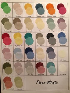 the color chart for different shades of paint