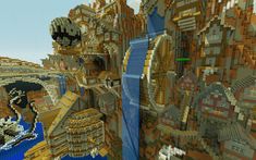 an image of a very large city made out of legos and blocks in the style of minecraft