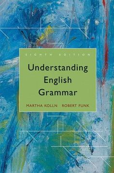 a book with an image of blue and green paint on the cover, underlining english grammar