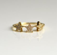 Diamond Stars Ring in Yellow Gold - Goldmakers Fine Jewelry Classic 14k Gold Star-shaped Diamond Ring, Gold Star-shaped 14k Diamond Ring, Star-shaped Yellow Gold Diamond Ring, Yellow Gold Star-shaped Gemstone Ring, Gold Star-shaped Diamond Ring For Gift, Diamond Star, Star Ring, Gold Price, Custom Jewelry Design