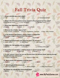 the fall trivia quiz is shown here