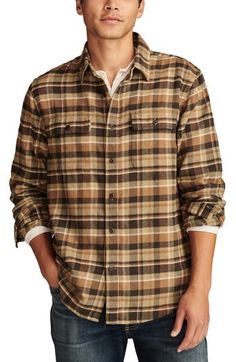 The name says it all with this button-up cut from a cotton flannel that's so soft the rest of your closet may start to get a little jealous. Front button closure Spread collar Long sleeves with button cuffs Chest button-flap patch pockets 100% cotton Machine wash, tumble dry Imported Cheap Button-up Flannel Shirt With Snap Buttons, Plaid Flannel Shirt, Soft Flannel, Cotton Flannel, Plaid Flannel, Flannel Shirt, Lucky Brand, Button Up Shirts, Top Shirt