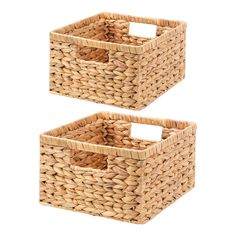 two baskets with handles are shown side by side