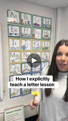 a woman standing in front of a whiteboard with letters on it and the words how i explicity teach a letter lesson