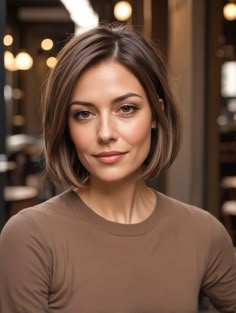 25 Mom Haircuts That Scream ‘I Got This!’: Unleash Your Inner Supermom – Scan to Talk All One Length Bob, Jennifer Aniston Bob Haircut, Hot Mom Haircut, Italian Bob Haircut, Shoulder Bob, Short Length Hair, Shoulder Haircut, Mom Haircuts, Rambut Brunette