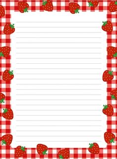 a red and white checkered paper with strawberries on it