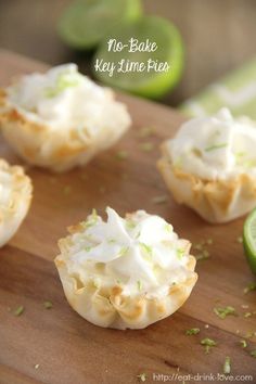 no bake key lime pies on a cutting board