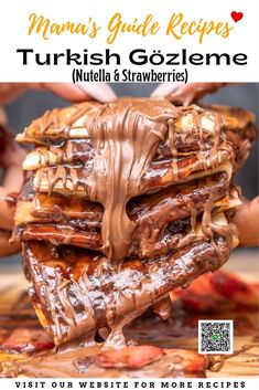 This Nutella and Strawberry Gozleme is a trending dessert in Melbourne, Australia. Don't miss it, its super easy to make! Hot Chocolate Mousse, Nutella And Strawberries, Tiramisu Nutella, Nutella Sauce, Milk Pudding Recipe, Trending Desserts, Nutella Muffin, Nutella Pizza