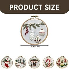 cross stitch christmas ornament kit with instructions for embroiderying and needleing on the hoop