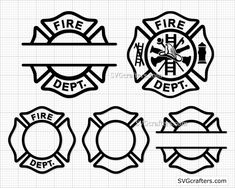 fire department badges and emblems on a sheet of graph paper with the words,