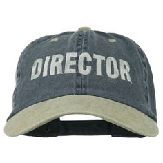 Movie Director Embroidered CapMade of 100% cotton.One size fits most with an adjustable buckle strap closure, fitting up to XL.Same material inner hatband.Adult/Unisex.Crown measures 3 1/2 inches deep.Bill measures inches long.Hand wash only.Brand of cap may vary with different manufacturer.Imported. Wording of Director is embroidered on the front crown of cap.6 small ventilation holes placed on each panel of crown.Bill is stiff and precurved.Front crown is unconstructed.6 panels.Low profile.Our Retro Adjustable Dad Hat With Embroidered Logo, Retro Adjustable Cotton Trucker Hat, Retro Cotton Trucker Hat With Visor, Gray Cotton Snapback Hat With Flat Bill, Vintage Adjustable Canvas Hat, Adjustable Cotton Cap, Adjustable Vintage Canvas Hat, Adjustable Cotton Trucker Hat With Embroidered Logo, Adjustable Gray Cotton Trucker Hat