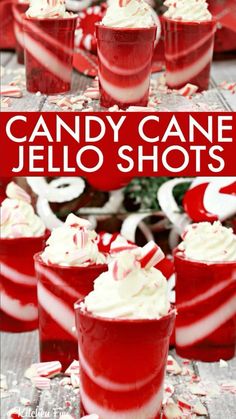 candy cane jello shots with white and red frosting