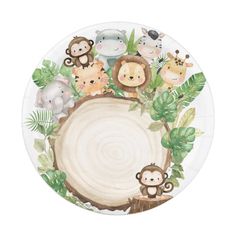 a paper plate with animals on it