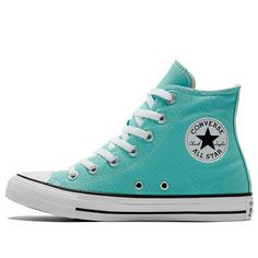 The Converse Chuck Taylor All Star 'Bright Teal Green' is a classic silhouette with a modern twist. Featuring a sleek green colorway, this sneaker is perfect for everyday wear. The rubber sole provides cushioning and stability, while the anti-collision design at the toe protects your feet from any bumps or scrapes. Inspired by the vibrant colors of nature, this sneaker is perfect for any outdoor activity. With its timeless style and modern features, the Converse Chuck Taylor All Star 'Bright Teal Green' is the perfect addition to your wardrobe. (SNKR/Unisex/Non-Slip/High Top/Wear-resistant) All Star Verde Agua, Comfortable Green Lace-up Canvas Shoes, Trendy Green Sneakers With Rubber Sole, Trendy Green Low-top Sneakers, Comfortable Green Canvas Shoes With Round Toe, Casual Green Canvas Sports Shoes, Casual Green Canvas Shoes For Sports, Green Casual Canvas Shoes, Green Lace-up Canvas Shoes