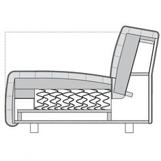 a drawing of the back end of a chair with its seat up and side down