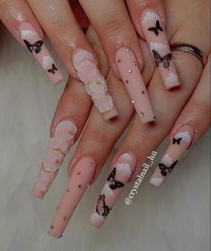 Birthday Nail Set Medium, Cool Nail Designs Square, Cute Nails Designs For Acrylics, Cute Long Acrylic Nails Coffin, Acrylic Long Nails Designs, Pretty Gel Nails Short, Pink Pretty Nails, Long Acrylic Nails Designs Ideas