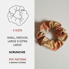 scrunchie sewing pattern for small, medium, large and extra sizes