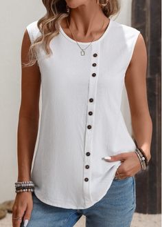 Color:White;Size:S;Size:M;Size:L;Size:XL;Size:2XL;Size:3XL;Package Contents:1 X Tank Top;Style:Casual; Shapewear Swimsuit, Rash Guard Swimwear, Waistcoat Dress, Lovely Tops, Casual Tank Tops, White Sleeveless, Cardigan Tops, Fashion Wear, One Piece Swimwear