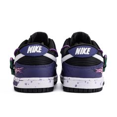 Custom Dunk Extra Lace Purple White Layering Metal Swoosh Step up your sneaker game with the Custom Dunk Extra Lace Purple White Layering Metal Swoosh. This unique design combines vibrant colors with a touch of metallic elegance, creating a pair of sneakers that are both stylish and eye-catching. Key Features: Purple and White Layering: The sneakers feature a bold purple and white color scheme with layered design elements. The layering effect adds depth and sophistication, making these sneakers stand out from the crowd. Metal Swoosh: The standout feature is the metallic Swoosh, which adds a touch of shine and modern flair to the classic Dunk silhouette. The metal accent enhances the overall look, making these sneakers a fashionable choice. Extra Lace Detail: Designed with extra laces, thes Purple Basketball Shoes For Streetwear, Functional Purple Running Shoes For Streetwear, Purple Functional Running Shoes For Streetwear, Purple Breathable Sneakers For Streetwear, Sporty Custom Breathable Sneakers For Skateboarding, Sporty Purple Sneakers For Skateboarding, Functional Breathable Purple Sneakers, Dynamic Purple Breathable Sneakers, Breathable Synthetic Sneakers For Skateboarding