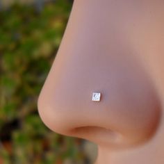 a close up view of a nose with a small diamond in the middle