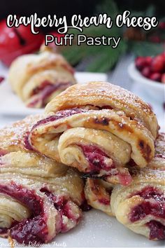 cranberry cream cheese puff pastry on a plate