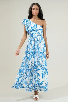 Polly Floral Ruffle Maxi Dress – Sugarlips Floral Print One Shoulder Dress For Brunch, One-shoulder Ruffled Maxi Dress For Brunch, Garden Party One Shoulder Maxi Dress With Ruffles, Garden Party One-shoulder Maxi Dress With Ruffles, One-shoulder Ruffled Maxi Dress For Garden Party, One-shoulder Maxi Dress With Ruffles For Garden Party, Summer One-shoulder Maxi Dress With Ruffles, Chic Floral Print One Shoulder Dress For Vacation, One Shoulder Floral Print Beach Dress