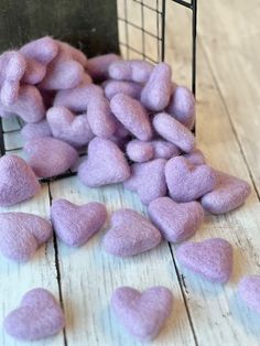 PURPLE FELT HEARTS - Sold individually, in sets of 5 or 10.  There's also the option to KiT iT!  Details below: Quantity-Sold individually, in sets of 5, or in sets of 10. Size-Please see photo 3 for sizing.  Shown in inches.  All sizing is approximate Quality-Each of these shapes are made in Nepal out of 100% wool felt.  Shapes may not perfectly match one another, as they are handmade.  But all are extremely close in size and quality of shape. KiT iT! (photo 4)- This option allows you to turn these cute little hearts into a full DIY Garland kit!  Kit includes 5 felted hearts, 50 felt balls in various pinks and white, 7ft of string, and 1 needle used to felt balls and shapes into garland.  Kids are LOVING these craft kits!      - Neatly tucked into a matching box, everything needed is insi Kids Craft Kits, Felt Shapes, Craft Kids, Valentine Crafts For Kids, Felt Balls, Felt Heart, Craft Kits For Kids, Diy Garland, Diy Craft Kits