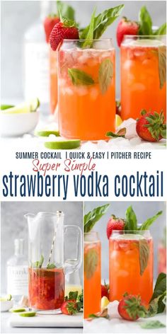 the recipe for strawberry vodka cocktail is shown