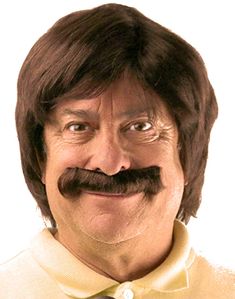 PRICES MAY VARY. Title: 70s Mens Brown Costume Wig and Stick On Mustache Set Famous Singer Cop Detective 60's Hippie Costume Wig. Product Type: Departments > Costumes & Accessories > Men > Wigs Sonny And Cher Costume, Subtle Mullet Men, Men Wigs, Sonny Bono, Rocker Costume, Cher Costume, 60s Hippie, Ron Burgundy, Funny V