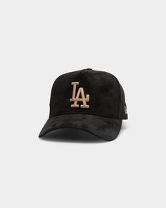 New Era Men's Los Angeles Dodgers Suede 9FORTY K-Frame Black/Tan | Culture Kings US Curved Visor Fitted Hat For Baseball Season Streetwear, Urban Trucker Hat With Curved Visor For Baseball Season, College Snapback Hat With Curved Visor For Baseball Season, Curved Visor Snapback Hat For College Baseball Season, Urban Style Adjustable Baseball Cap For Sports, Adjustable Fit Baseball Cap With Curved Visor For Streetwear, Adjustable Snapback Hat With Curved Bill For Sports Events, Adjustable Baseball Cap With Curved Visor For Streetwear, Adjustable Curved Bill Snapback For College