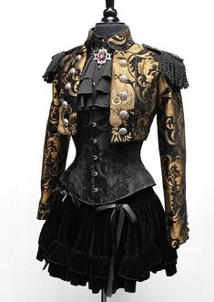 Female Steampunk, Bullion Fringe, Black Tapestry, Corset And Skirt, Women Suits Wedding, Cute Formal Dresses, Outfit References, Medieval Clothes, Expensive Clothes