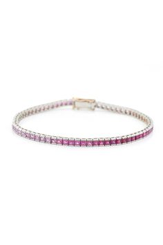 Ruby Pink Sapphire Ombre Tennis Bracelet JEWELRYFINE JEWELBRACELET O YI COLLECTION