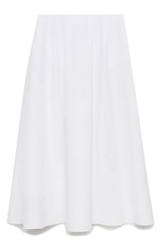 Flowy and flared, this lightweight, cotton-rich skirt will anchor your look with polish. Hidden back-zip closure Side-seam pockets 82% cotton, 15% polyamide, 3% lyocell Machine wash, line dry Made in Turkey Spring Cotton Maxi Skirt For Work, Summer Daywear Cotton Pleated Skirt, Cotton Midi Skirt With Pleated Hem, Summer Cotton Pleated Skirt For Daywear, Cotton Summer Pleated Skirt For Daywear, Cotton Pleated Skirt For Daywear, Cotton Workwear Maxi Skirt With Gathered Detail, Summer Cotton Pleated Skirt For Work, White Cotton A-line Maxi Skirt