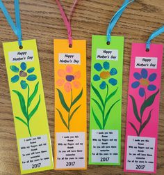 three bookmarks with flowers on them and the words happy mother's day written on them