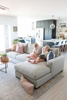 Family Room Refresh with Room & Board   Metro Sofa Review Room And Board Metro Sectional, Couch For Family Room, Kitchen Sofas Ideas, Room And Board Metro Sofa, Sectional Chaise Sofa, Kitchens With Sofas, Sectional And Couch In Living Room, Living Room With Small Sectional, Sofa Middle Of Room