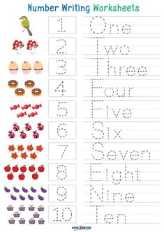 the worksheet for writing numbers with pictures