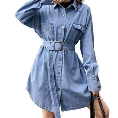 Introducing the 2023 Spring-Summer Collection's latest must-have: The Pre-millennium-style Oversized Denim Dress! With its light wash and buttoned closure. this statement piece exudes effortless rebellious sophistication.Why You'll Love ItMake a bold statement with this alternative-inspired denim dress. Crafted with premium quality denim and featuring a distinctive distressed pattern. this dress will let you stand out from the crowd and embrace the trend renaissance. Plus. its sleek slender fit. Oversized Washed Blue Denim Top For Spring, Light Wash Chambray Denim Jacket For Fall, Chambray Denim Top For Fall, Relaxed Fit Washed Blue Denim Jacket For Summer, Relaxed Fit Denim Blue Shirt Dress With Pockets, Oversized Blue Denim Top For Summer, Casual Denim Dress For Fall Day Out, Spring Chambray Denim Jacket With Long Sleeves, Spring Chambray Denim Jacket With Pockets