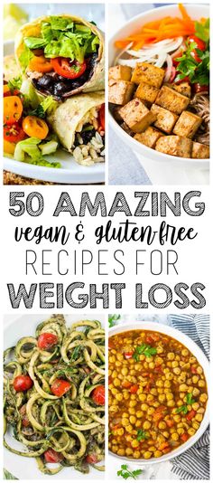 Here is a DELICIOUS collection of 50 AMAZING Vegan Meals for Weight Loss! All recipes are gluten-free & low-calorie - under 350 calories each! These recipes will help you lose weight in a delicious, healthy & satisfying way. Resep Diet, Vegan Gluten Free Recipes, Vegan Keto, No Calorie Foods, Vegetarian Meals, Vegan Meals, Idee Pasto Sano, Diet Keto, Cinnamon Roll