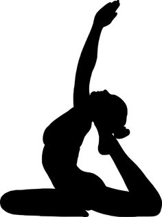 a woman doing yoga poses in silhouette on a white background with her arms raised up