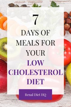 Meal Plan To Lower Cholesterol, Cholesterol Diet Recipes, A Week Of Meals, Renal Diet Menu, Week Of Meals